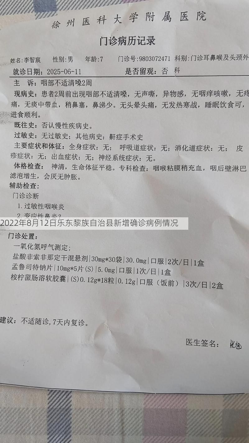 2022年8月12日乐东黎族自治县新增确诊病例情况