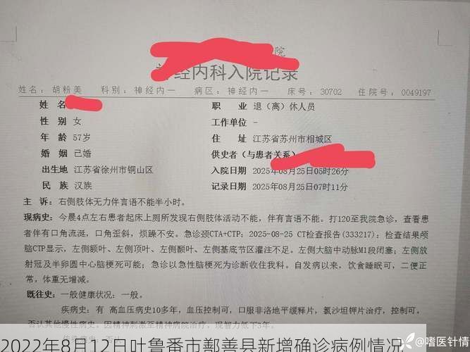 2022年8月12日吐鲁番市鄯善县新增确诊病例情况