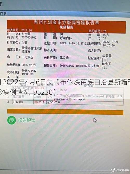 【2022年4月6日关岭布依族苗族自治县新增确诊病例情况_95230】