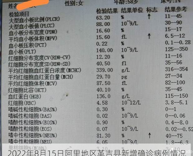 2022年8月15日阿里地区革吉县新增确诊病例情况