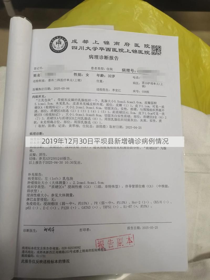 2019年12月30日平坝县新增确诊病例情况
