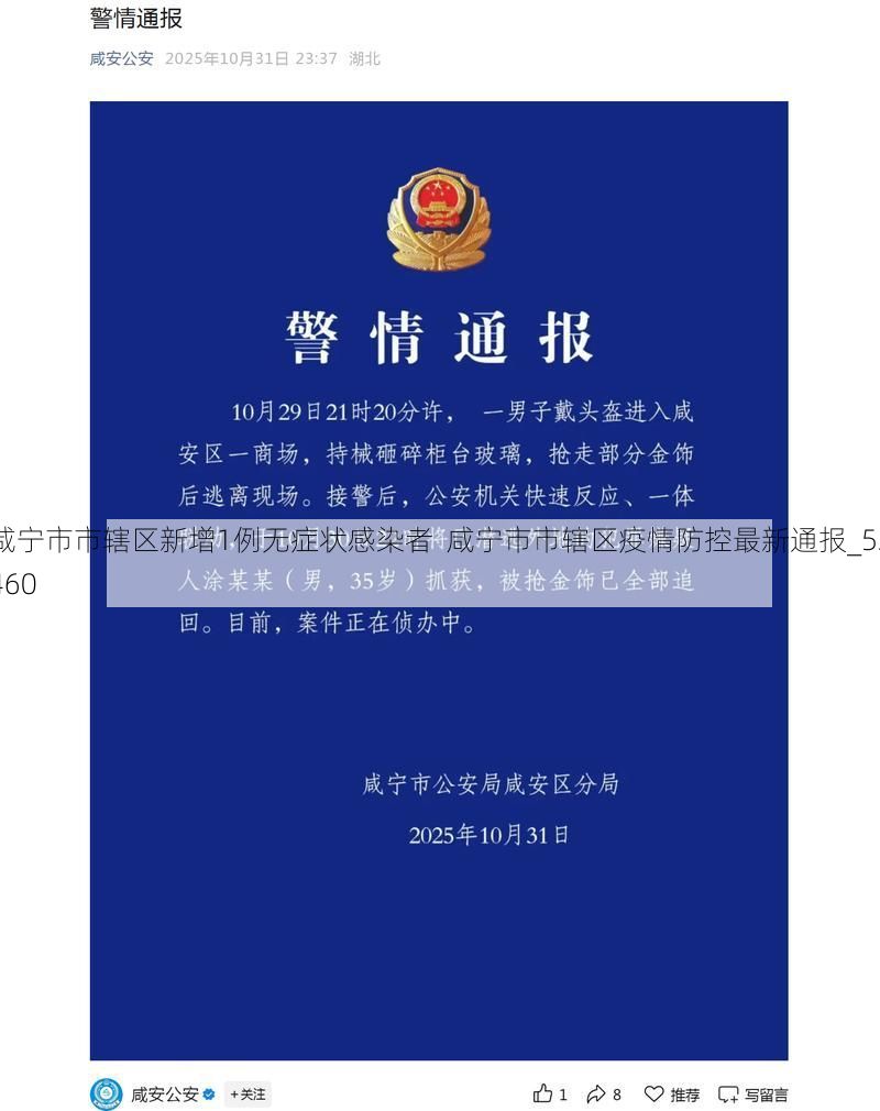 咸宁市市辖区新增1例无症状感染者  咸宁市市辖区疫情防控最新通报_52460