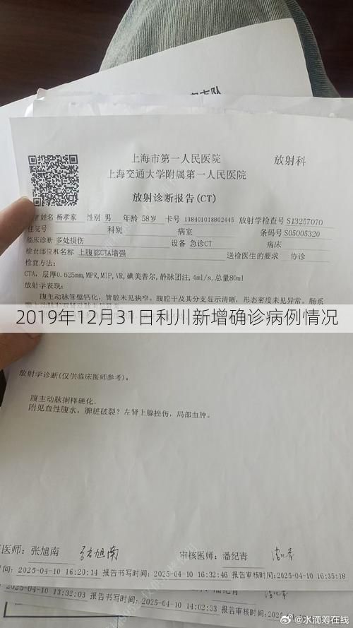 2019年12月31日利川新增确诊病例情况